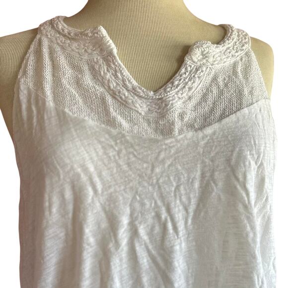 Juniors Tops Size Large White Tank Casual Cottage Classic - Picture 2 of 8